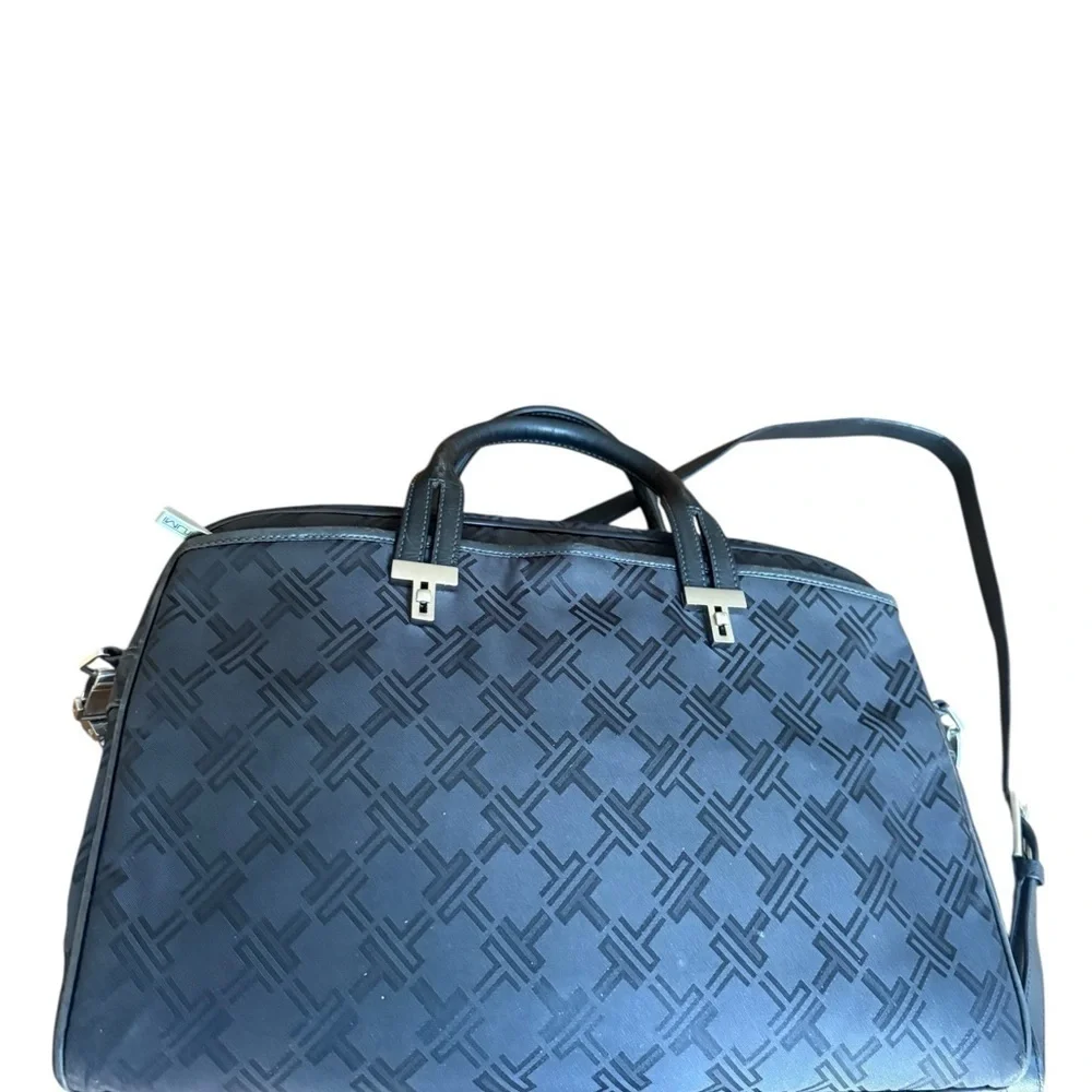 Tumi Black Briefcase with Leather Trim and Silver Hardware